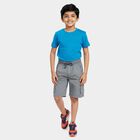 Boys' Light Grey Cotton Relaxed Fit Bermuda Shorts, Light Grey, small
