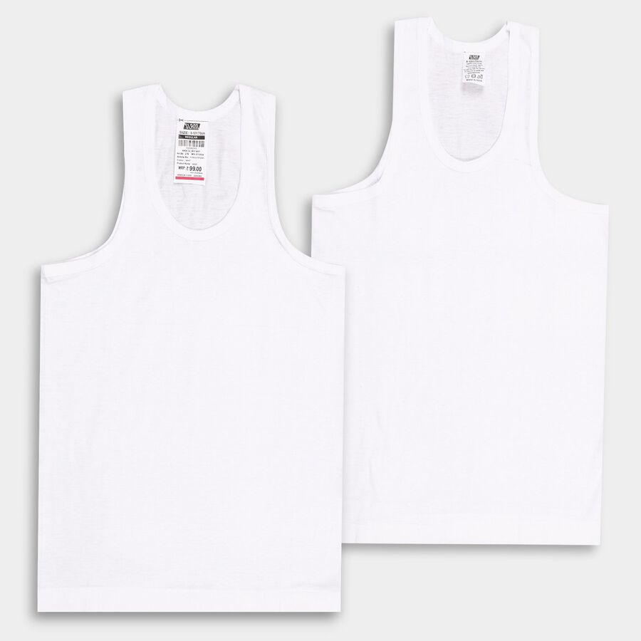 Boys' 100% Cotton Vest (Pack of 2), White, large image number null
