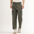 Men's 100% Cotton Slim Fit Casual Trousers, ओलिव, small image number null