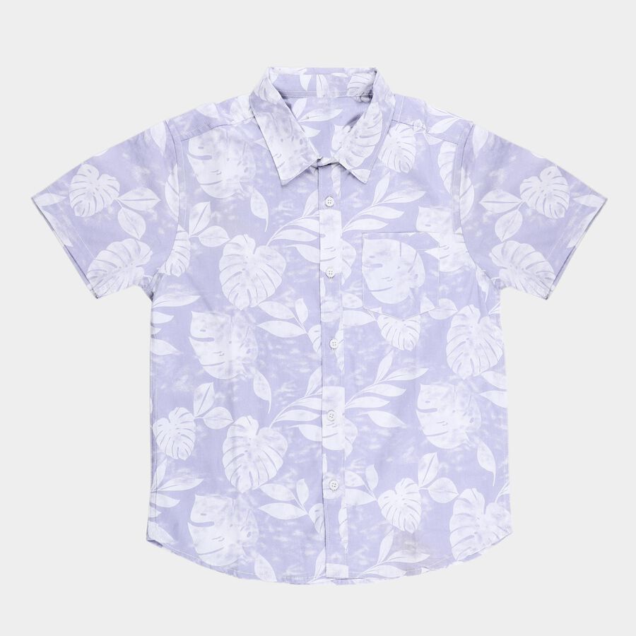 Boys Light Blue Cotton Classic Collar Casual Shirt, Light Blue, large