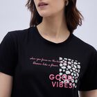 Women's Jet Black Round Neck Casual T-Shirt, Black, small image number null