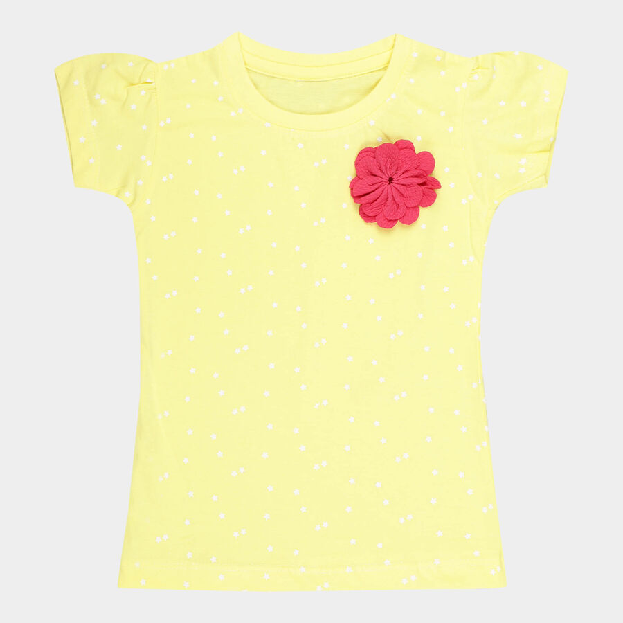 Girls Cotton T-Shirt, Yellow, large image number null