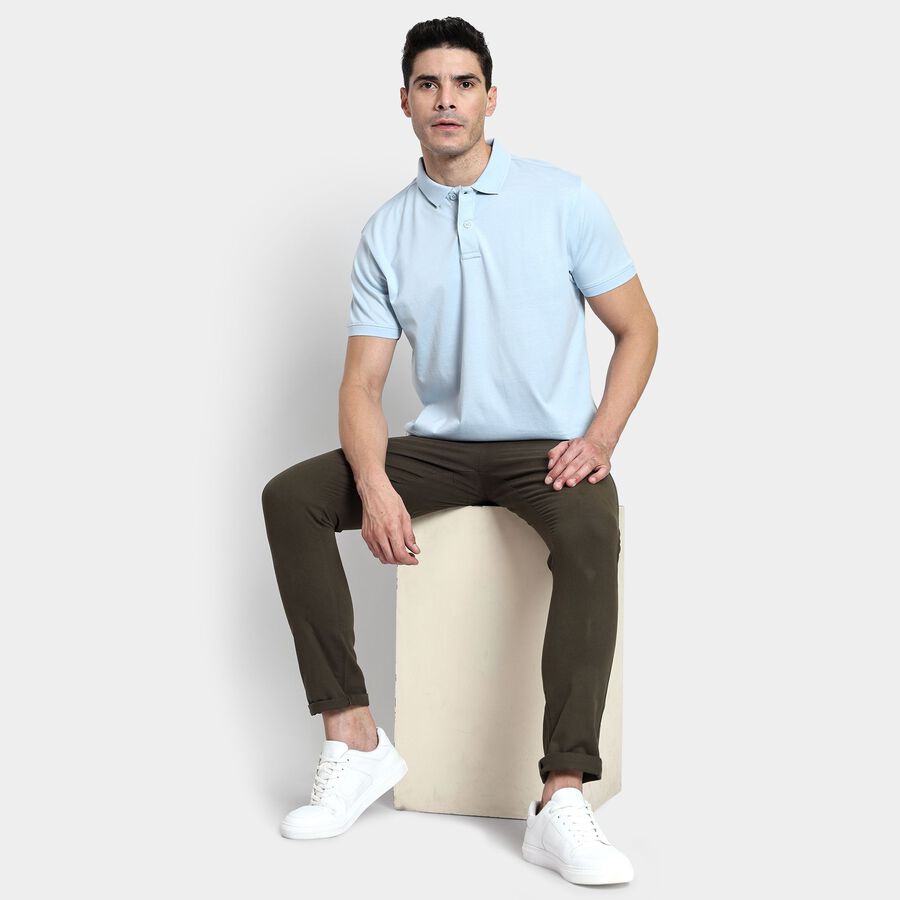 Men's 100% Cotton Collared Half Sleeves T-Shirt, हल्का नीला, large image number null