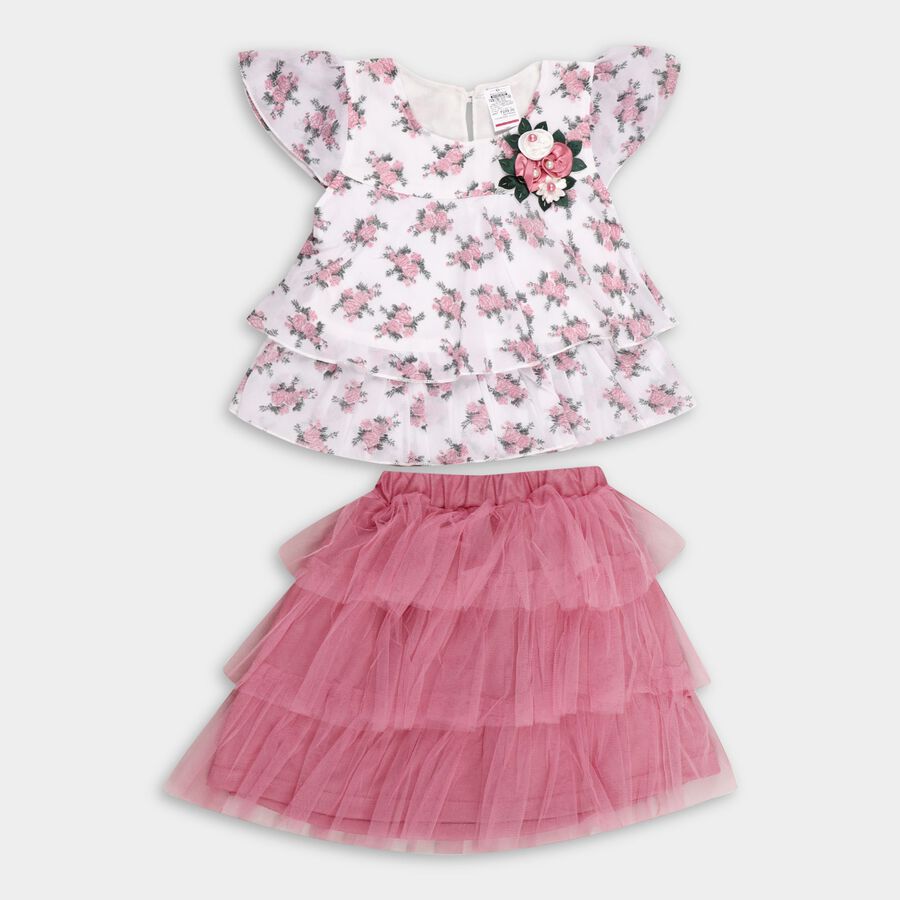 Girl's Top Skirt, ऑफ व्हाइट, large image number null