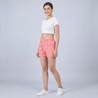 Women's Pink Regular Fit Drawstring Lounge Shorts, Pink, small