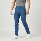 Men's Blue Slim Fit Jeans, मध्यम नीला, small