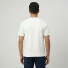 Men's White Round Neck Casual T-Shirt, White, small
