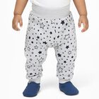 Boys' Light Grey Star Printed Cotton Blend Pyjama, मिश्रित हल्का ग्रे, small image number null