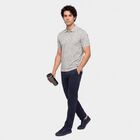Men's Grey Cotton Polo Neck Abstract Printed T-Shirt, हल्का ग्रे, small