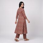 Women's Wine Notch Neck Printed Flared Kurta, Wine, small