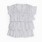 Girls Bright Eggshell White Round Neck Casual T-Shirt, सफ़ेद, small