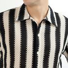 Men's Black and White Half Sleeve Classic Casual Shirt, Black, small