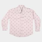 Boys Pink Cotton Long Sleeve Collar Shirt, Pink, small