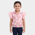 Girls Pink Collar Neck Regular Printed T-Shirt, हल्का गुलाबी, small