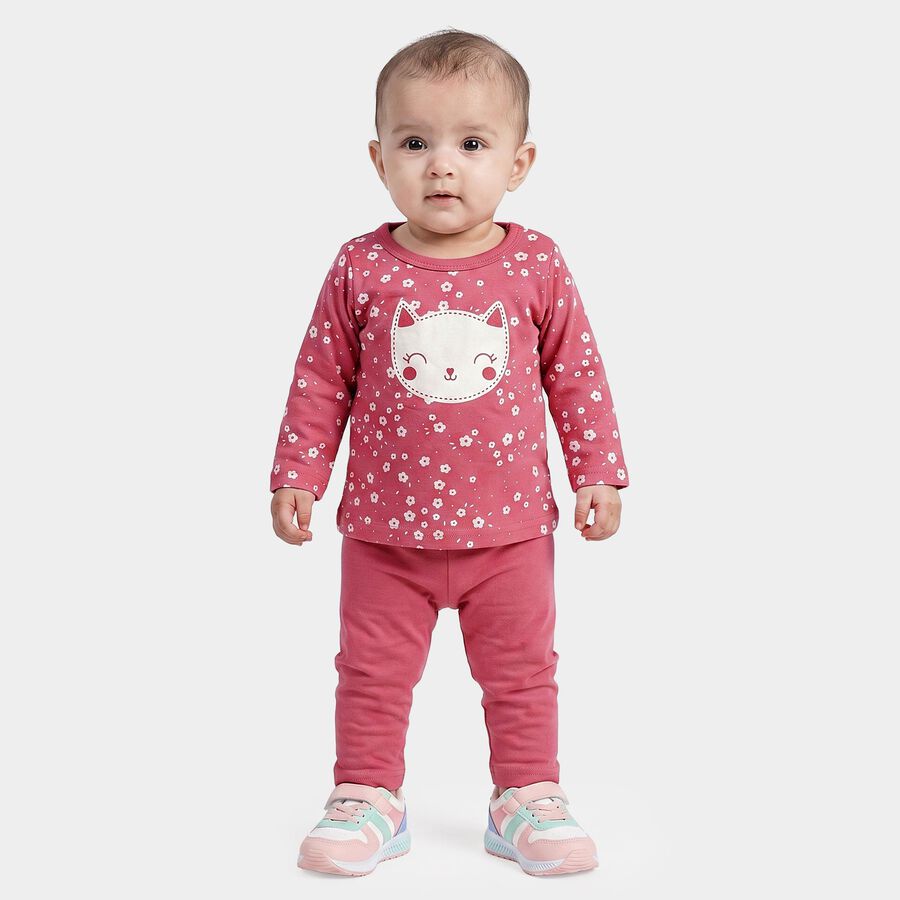 Infants Purple Cotton Round Neck Lounge Set Hipster Set, Purple, large