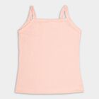 Girls Peach and White Cotton Round Neck Casual Vest, Peach, small image number null