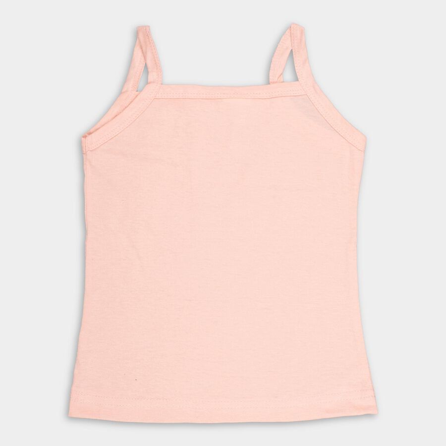 Girls Peach and White Cotton Round Neck Casual Vest, Peach, large image number null