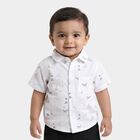 Infants Beige Cotton Half Sleeve Classic Collar Casual Shirt, Beige, small