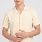 Men's Beige Cotton Cuban Collar Co-ord Set, Beige, small