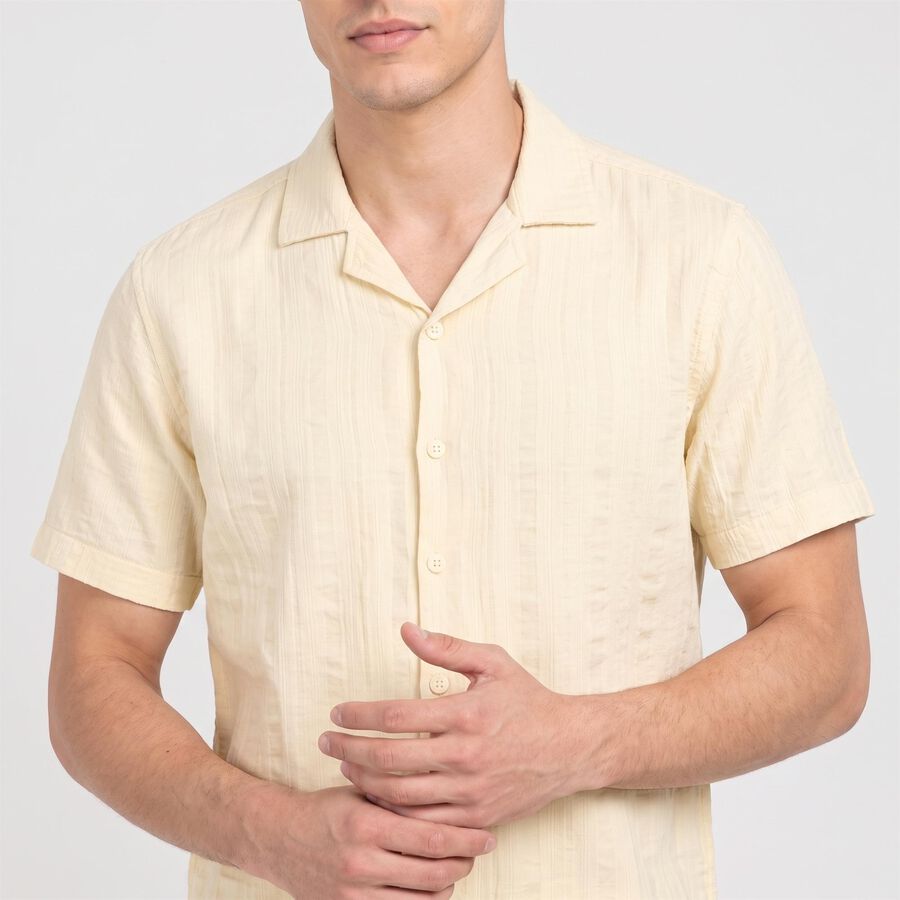Men's Beige Cotton Cuban Collar Co-ord Set, Beige, large