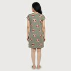 Women's Olive Green Round Neck A-Line Nighty, Olive, small