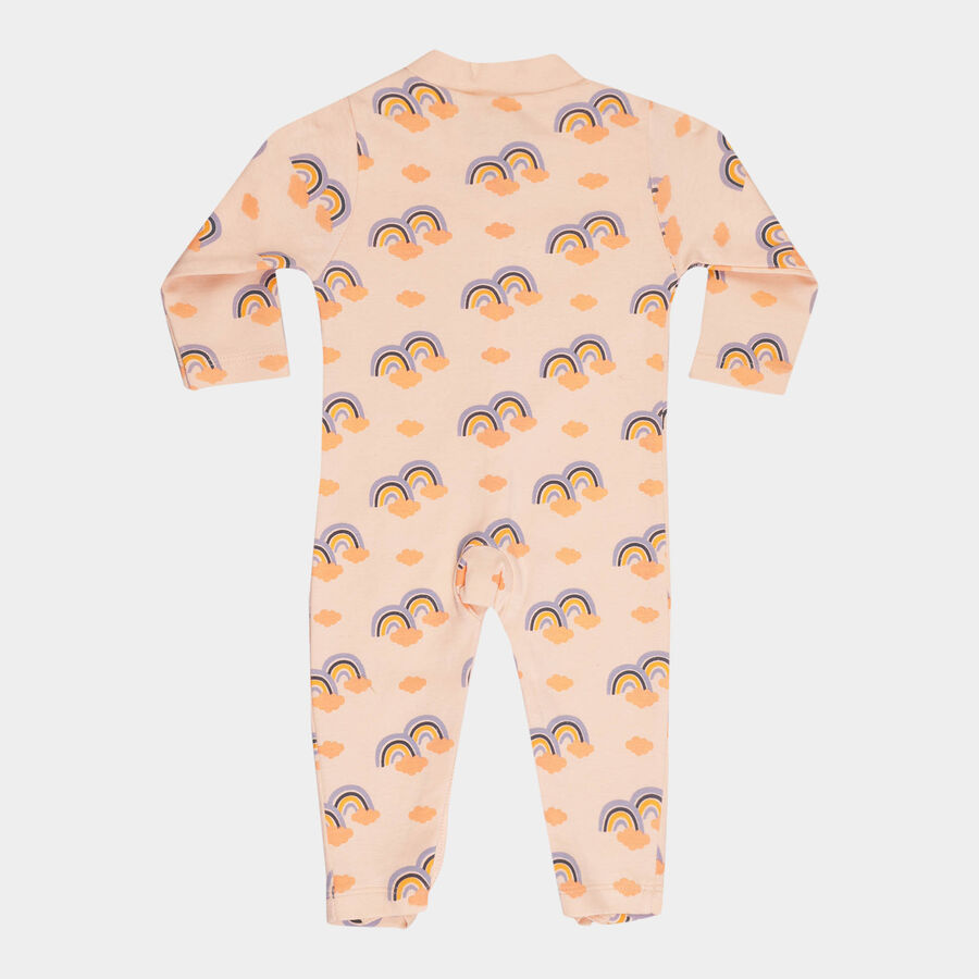 Infants Cotton Printed Bodysuit, Peach, large image number null