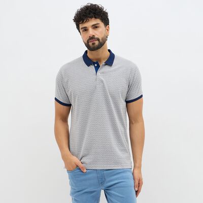 Men's Muted Grey Polo Neck Classic T-Shirt