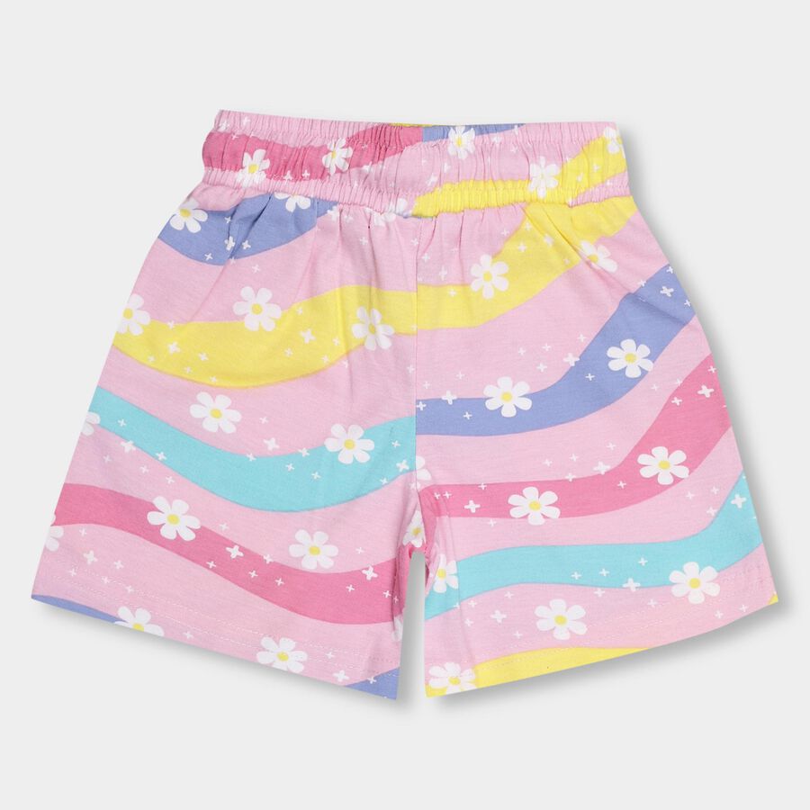 Girls' Multicolor Pull-Up Printed Shorts, Pink, large image number null
