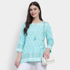 3/4th Sleeves Straight Kurti, एक्वा, small image number null