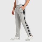 Men's Grey Regular Fit Side-Striped Track Pants, मिश्रित मध्यम ग्रे, small