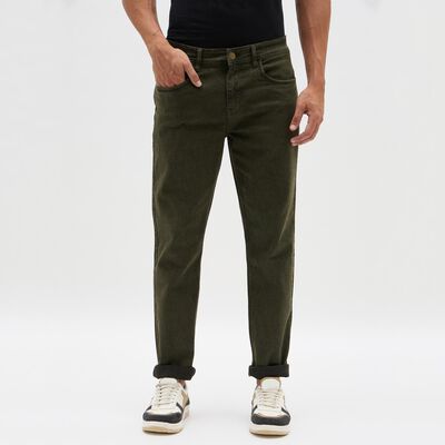 Men's Olive Green Slim Fit Jeans