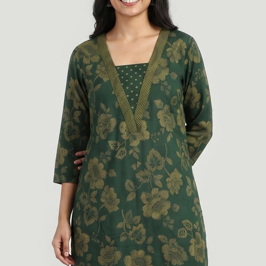 Women's Dark Green Kurta, गहरा हरा, large
