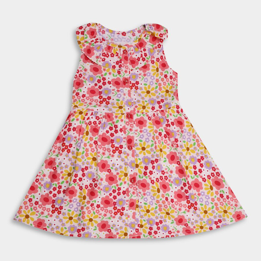 Girls' 100% Cotton Frock , Peach, large image number null