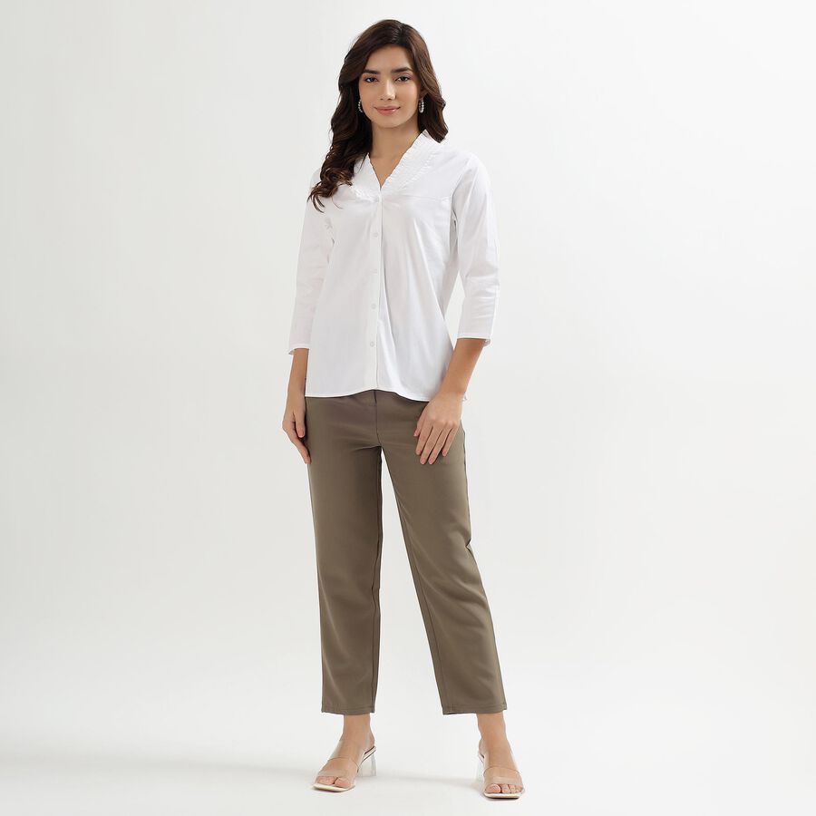 Women's Olive Green High-Rise Cigarette Trousers, Olive, large image number null