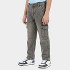 Boys Grey Straight Fit Cargo Jeans, हल्का ग्रे, small