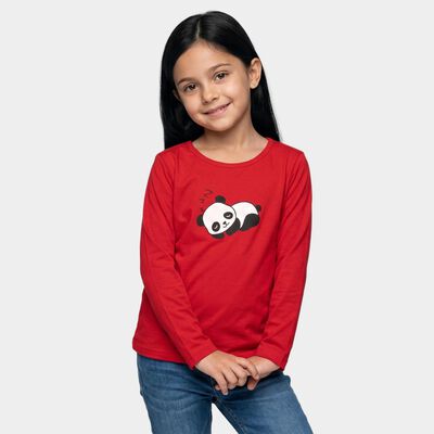 Girls Fuchsia Round Neck Regular Top
