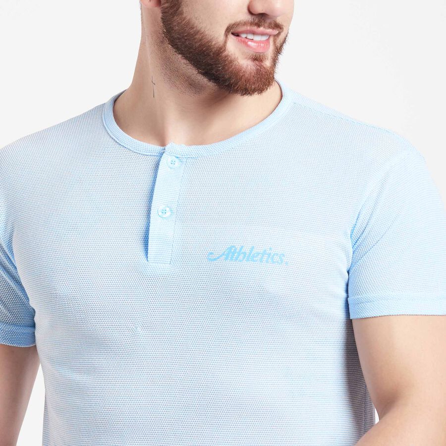 Solid Henley T-Shirt, Light Blue, large image number null