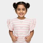 Girls Pink Round Neck Casual T-Shirt, Light Pink, small