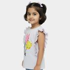 Girls' Purple Cotton Round Neck Romantic T-Shirt, लाइलेक, small