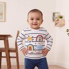 Infants' White Cotton Round Neck Regular T-Shirt, White, small