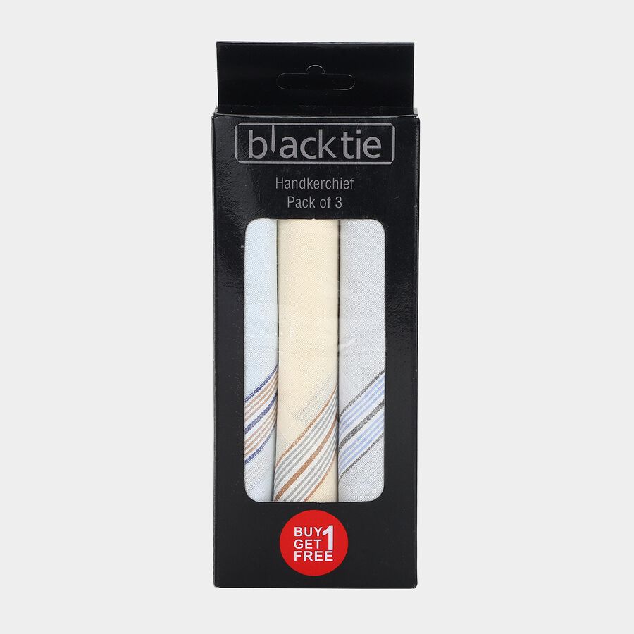 Men's Multicolour Striped Pack of 3 Handkerchief, एक्वा, large