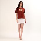 Women's Rust Round Neck Casual T-Shirt, Rust, small