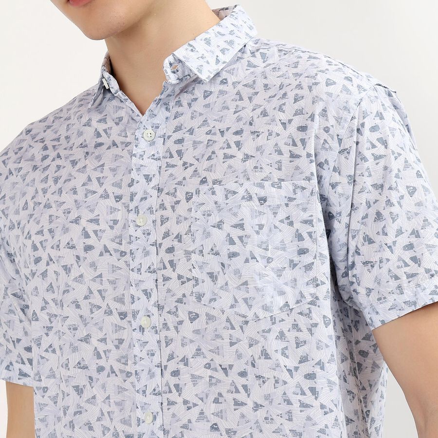 Men's White Cotton Half Sleeve Classic Casual Shirt, White, large