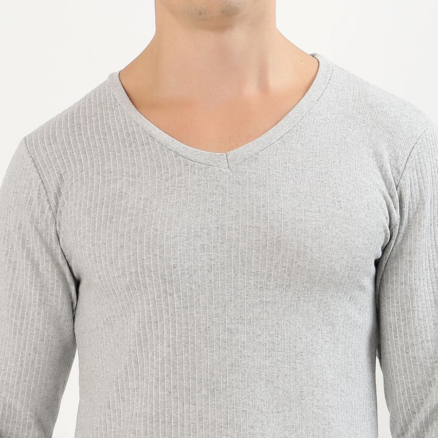 Men's Light Grey V-Neck Classic Thermal, Melange Light Grey, large image number null