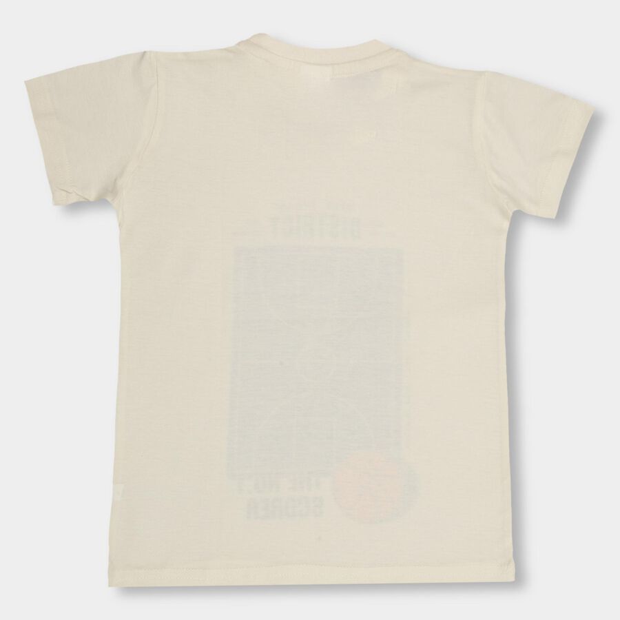Boys' 100% Cotton Half Sleeves T-Shirt, ऑफ व्हाइट, large image number null