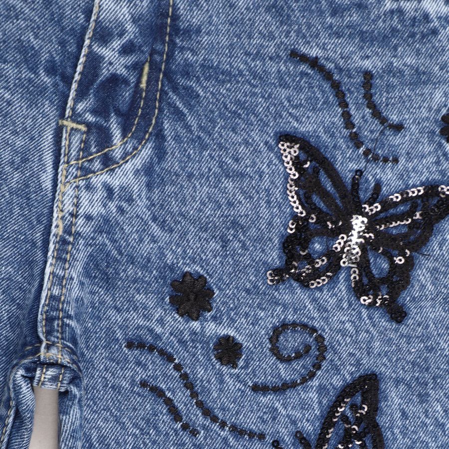 Girl's 100% Cotton Jeans, Mid Blue, large image number null