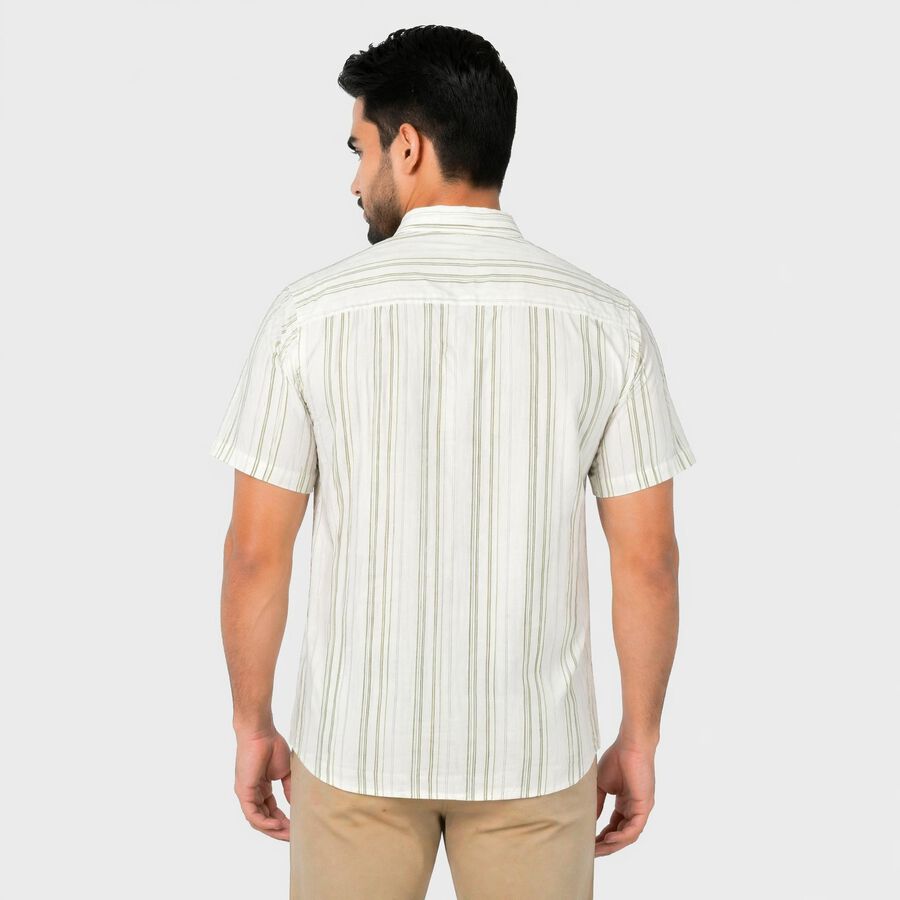 Men's Olive Green Cotton Collar Regular Fit Casual Shirt, Olive, large