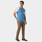 Men's White Round Neck Casual T-Shirt, White, small