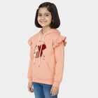 Girls' Soft Peach Hooded Ruffle Sleeve Graphic Sweatshirt, Peach, small image number null