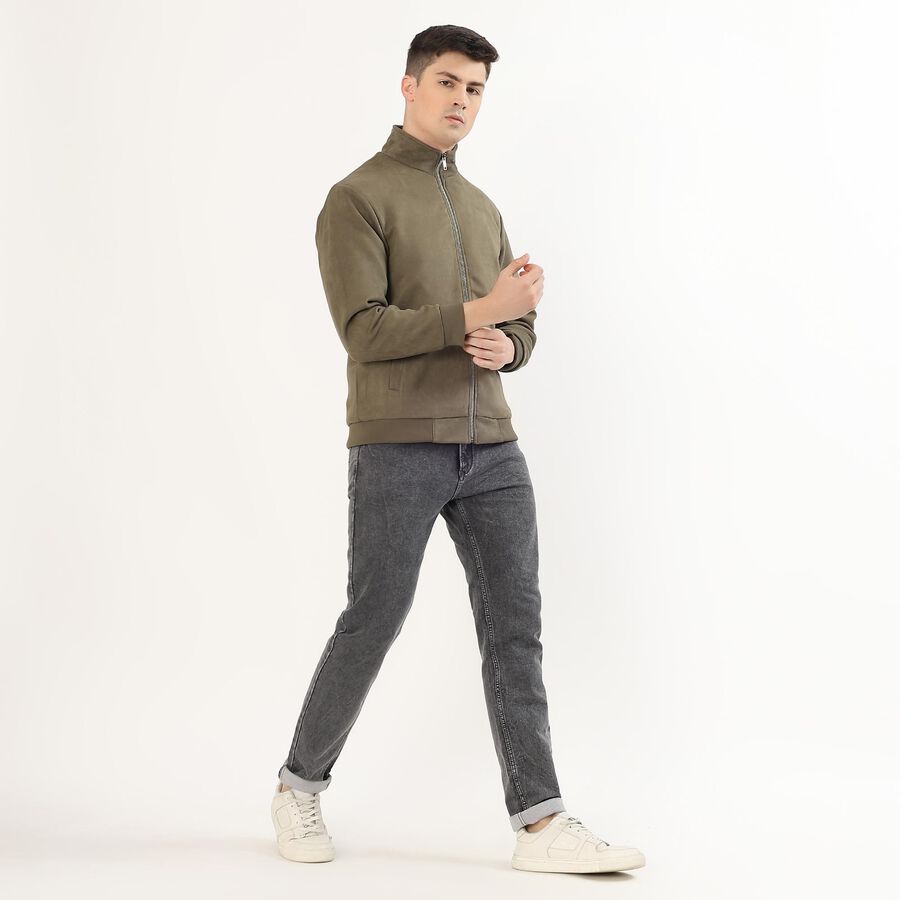 Men's Muted Olive High Neck Casual Jacket, ओलिव, large image number null